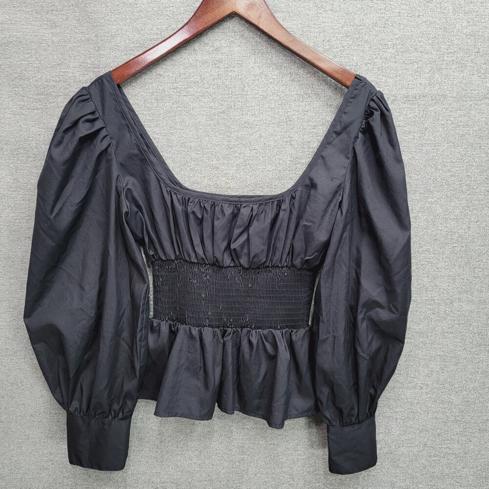 CIAO LUCIA SMOCKED PEPLUM LONG SLEEVE TOP, SIZE XS * - Picture 3 of 7